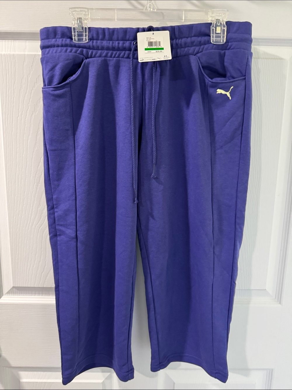 Puma Women's Purple Cropped Sweatpants with Logo